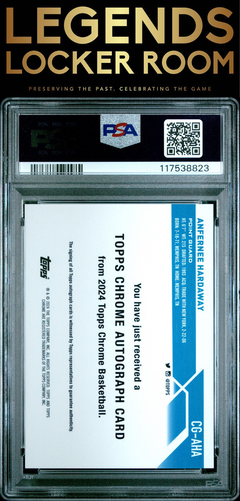 2023 Topps Chrome Sapphire Edition Autographs Anfernee Hardaway 5/5! PSA 10