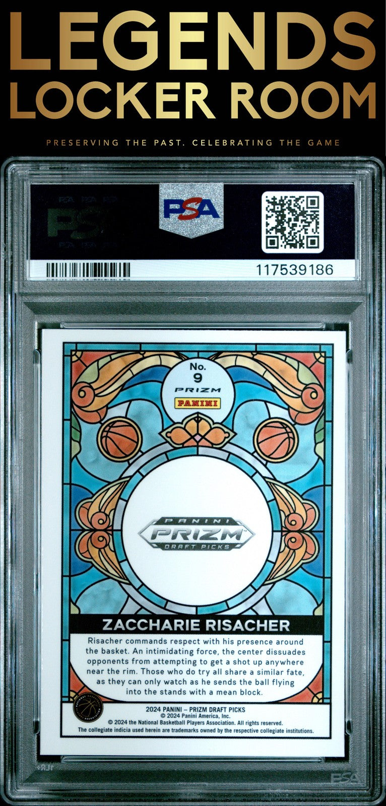 2024 Panini Prizm Draft Picks Stained Glass #9 Zaccharie Risacher PSA 9