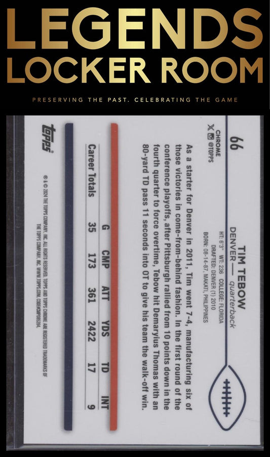 2024 Topps Chrome #66 Tim Tebow Green Geometric Refractor #/99