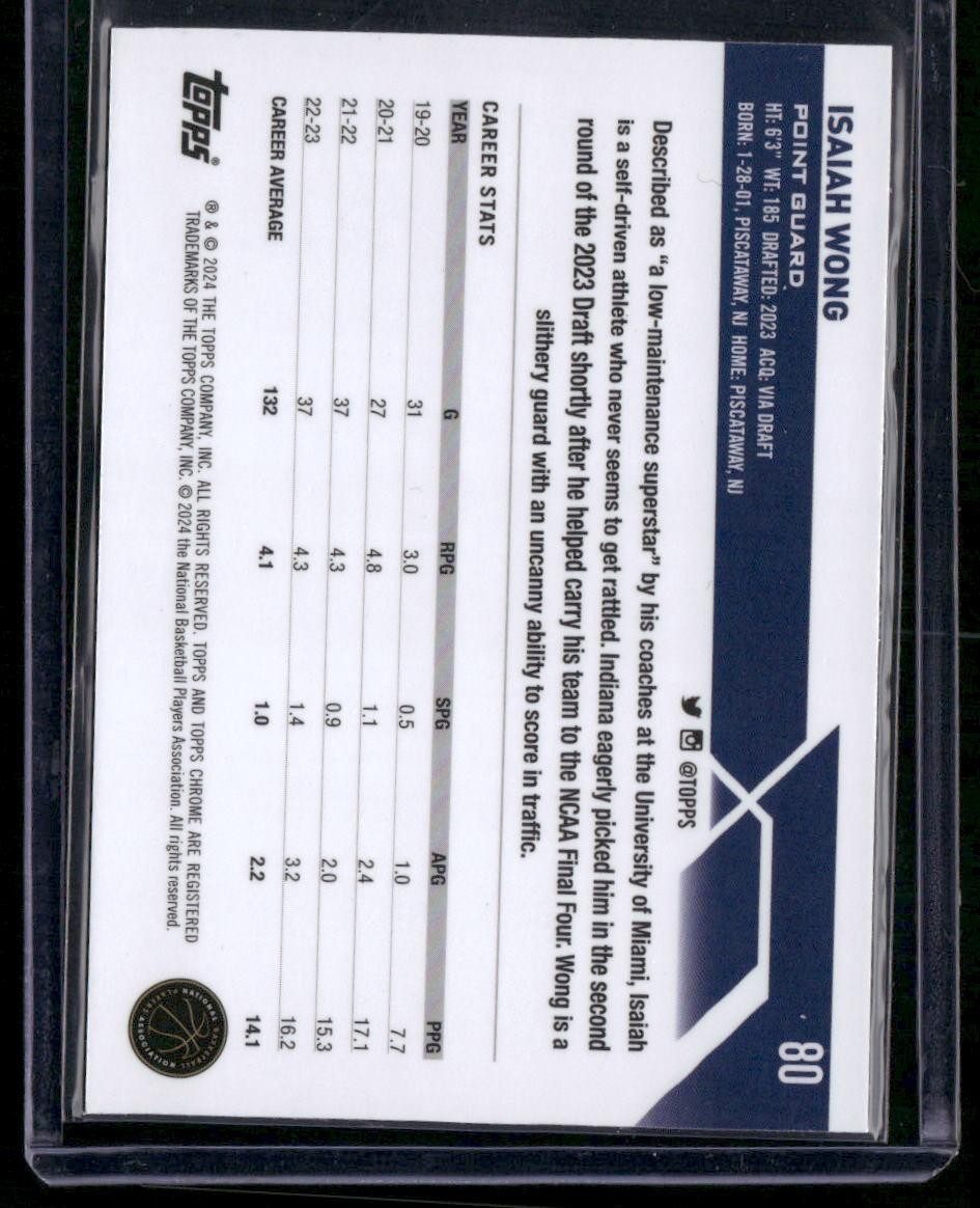 2023-24 Topps Chrome #80 Isaiah Wong Green Logo Refractors