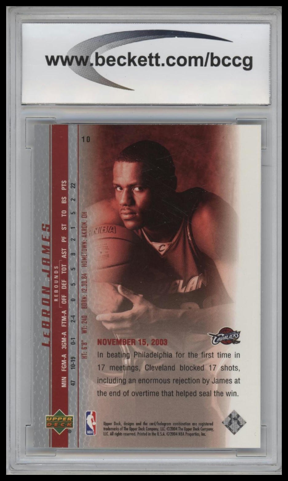2003-04 Upper Deck Phenomenal Beginning LeBron James #10 BCCG 10.0