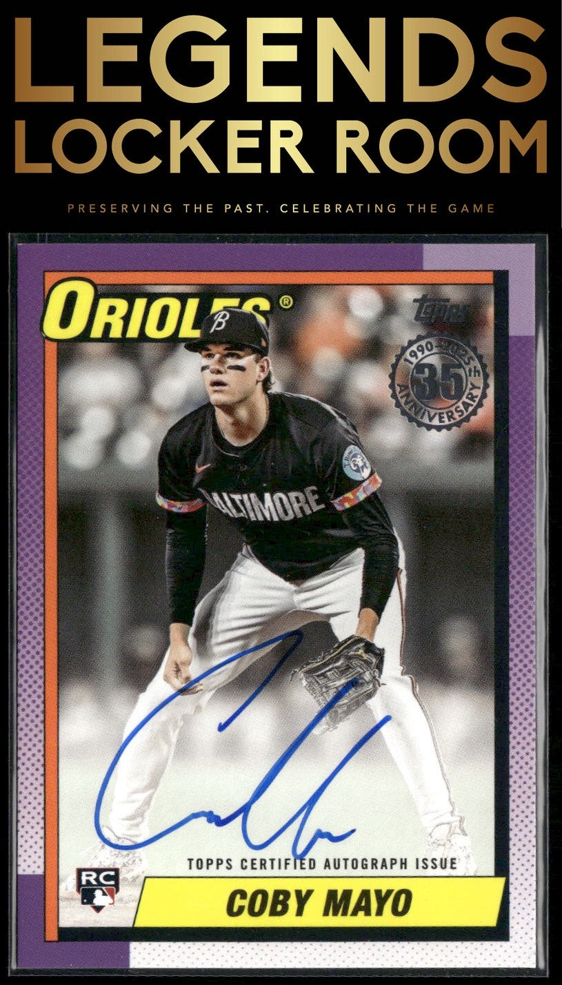 2025 Topps Coby Mayo 1990 Topps Baseball 35th Anniversary Autographs