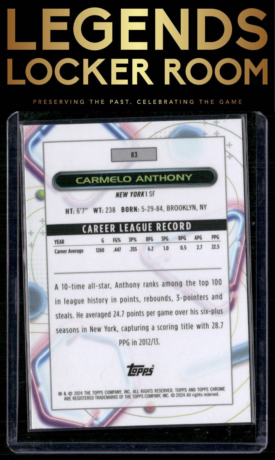 2023-24 Topps Chrome Cosmic #83 Carmelo Anthony