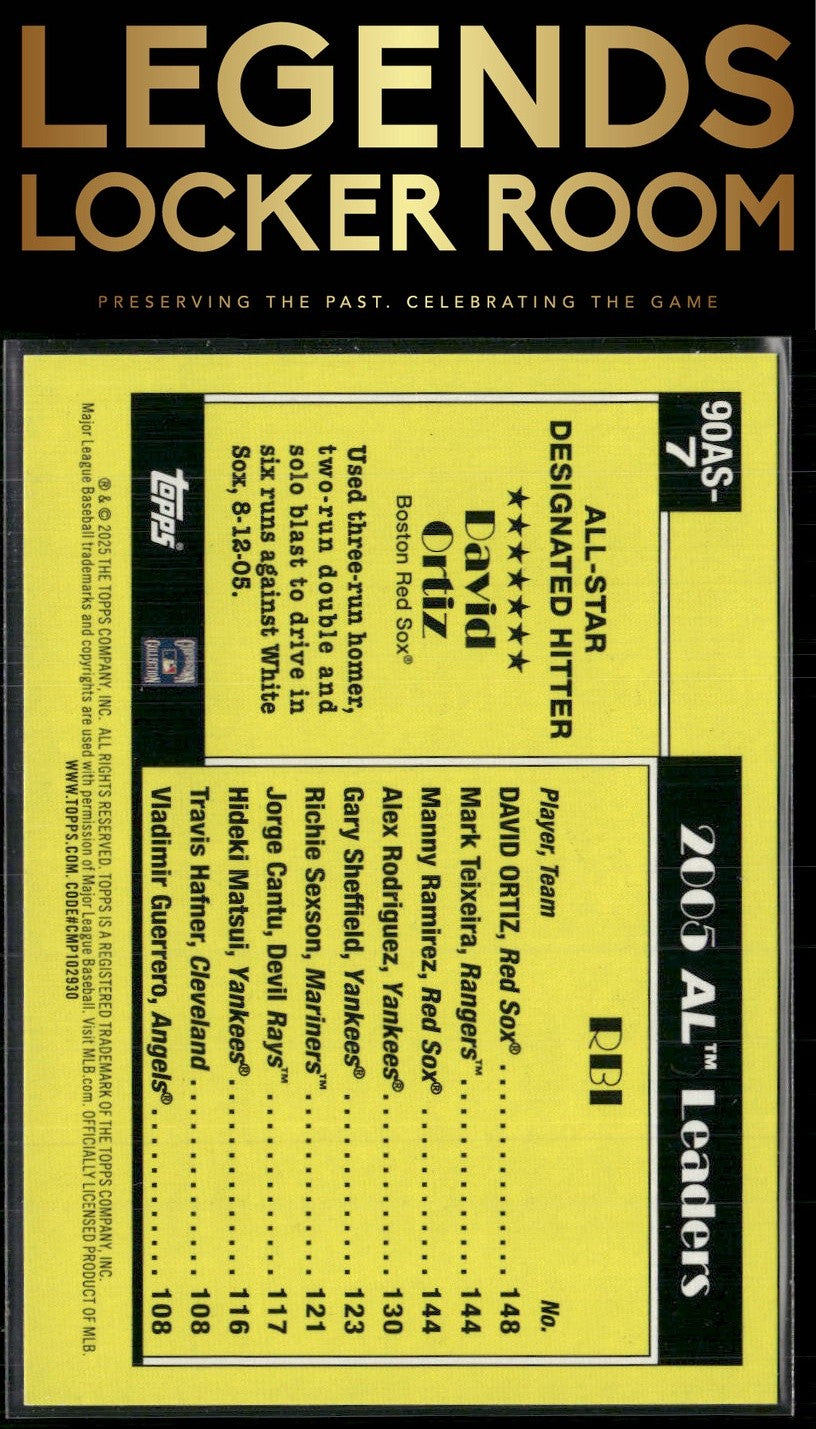 2025 Topps #90AS-7a David Ortiz 1990 Topps Baseball 35th Anniversary All-Stars