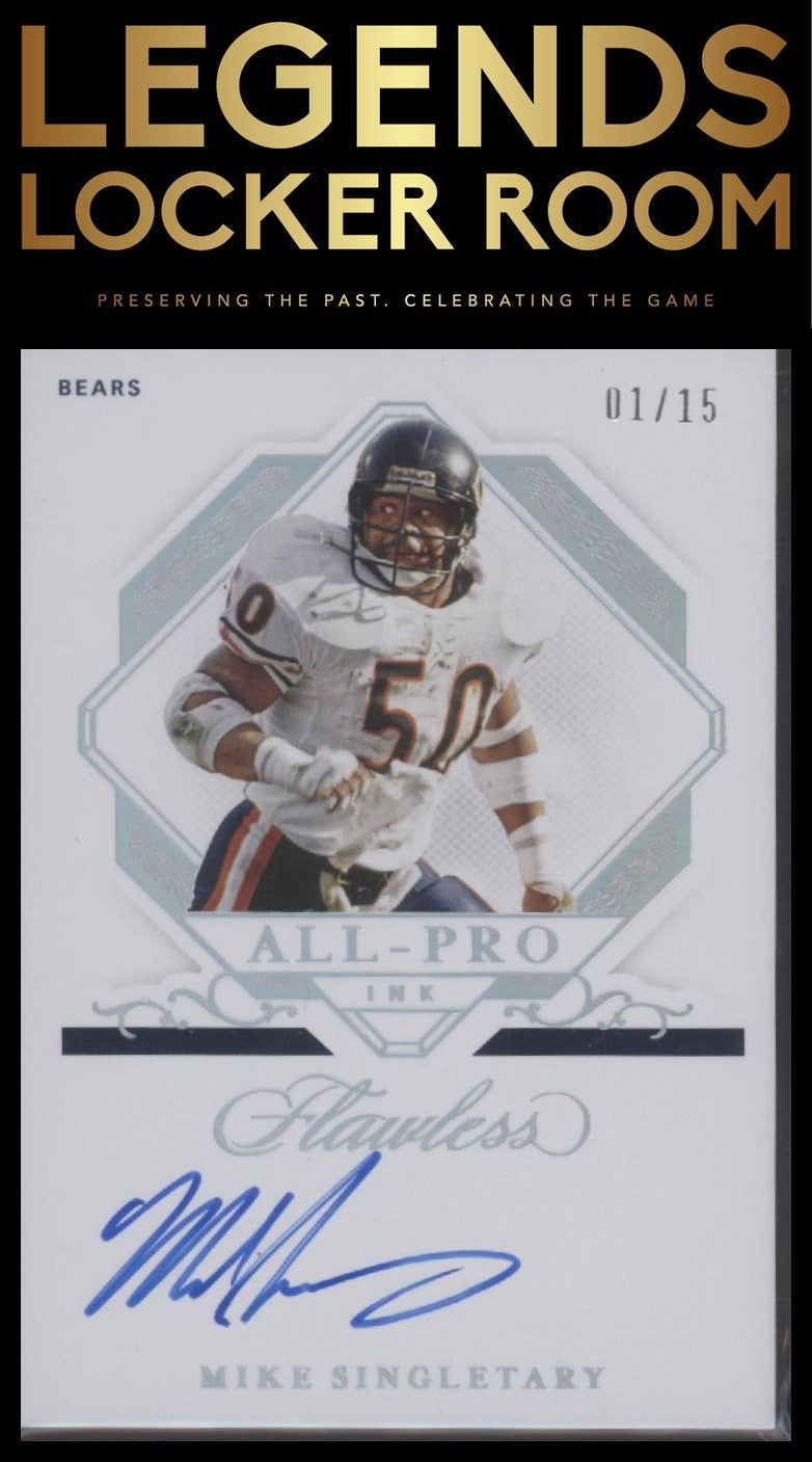 2021 Panini Flawless Mike Singletary All-Pro Ink Silver 01/15 First on Print