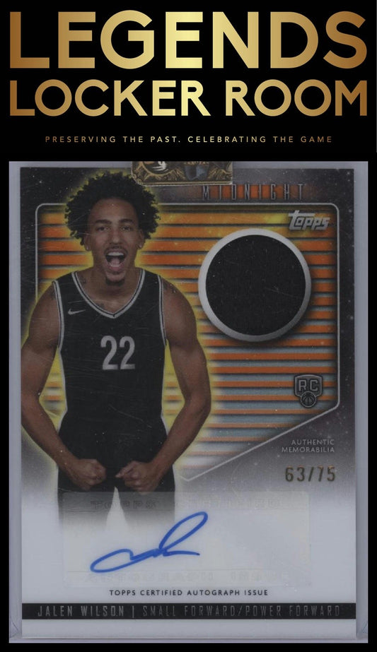 2023-24 Topps Midnight #RJA-JW Jalen Wilson Rookie Jersey Autographs Dusk #/75