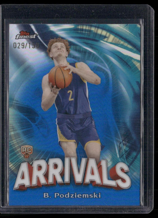 2023-24 Finest #A-20 Brandin Podziemski Arrivals Blue Refractors #/150