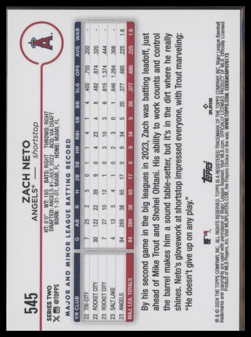 2024 Topps #545 Zach Neto