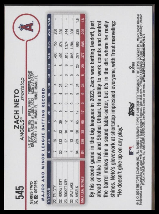 2024 Topps #545 Zach Neto