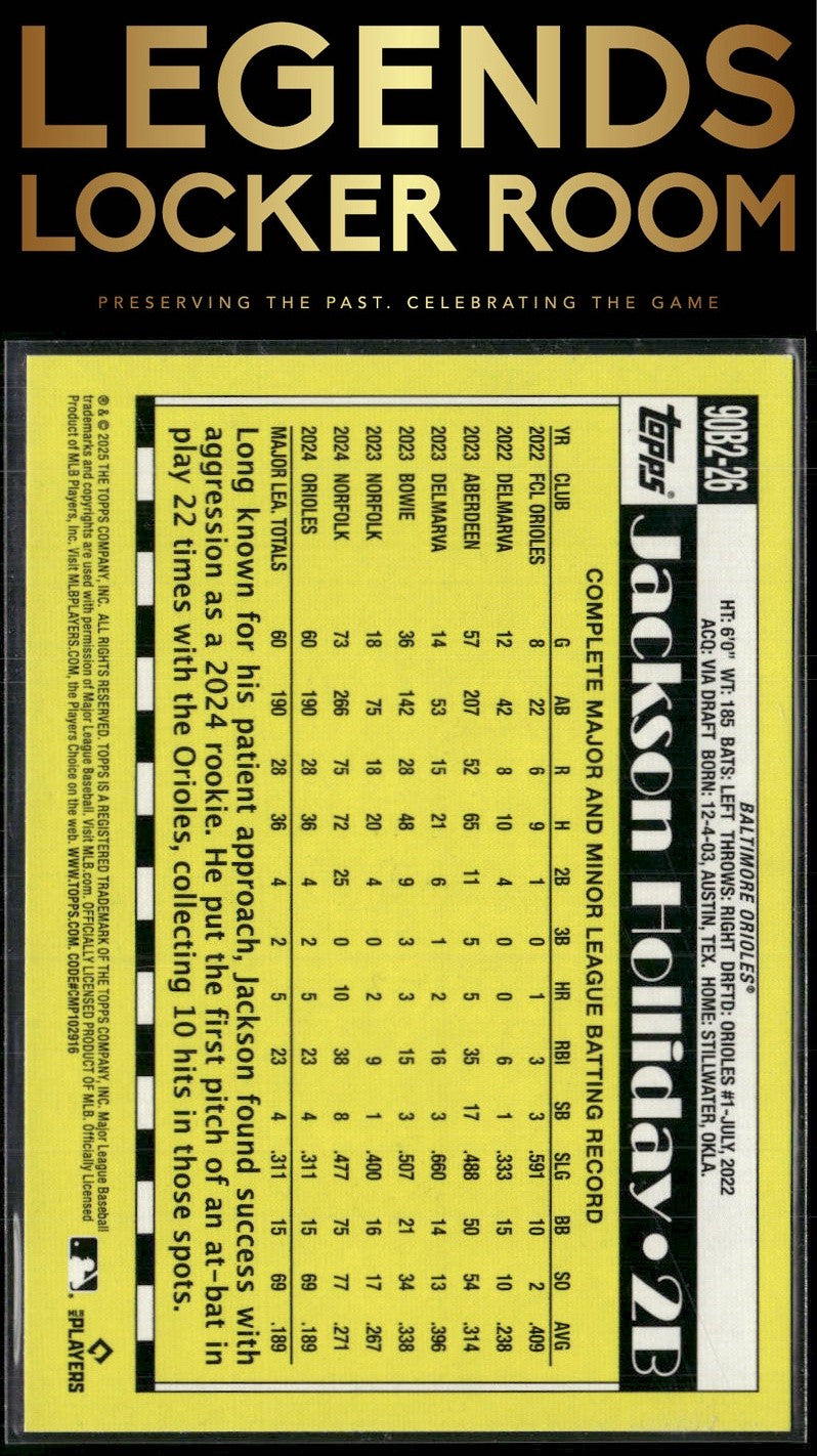 2025 Topps Jackson Holliday 1990 Topps Baseball 35th Anniversary