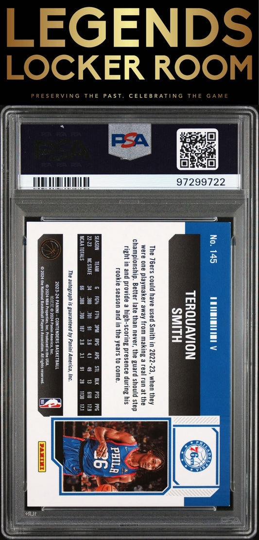 2023 Panini Contenders #145 Terquavion Smith Variation-Au-The Finals PSA 8