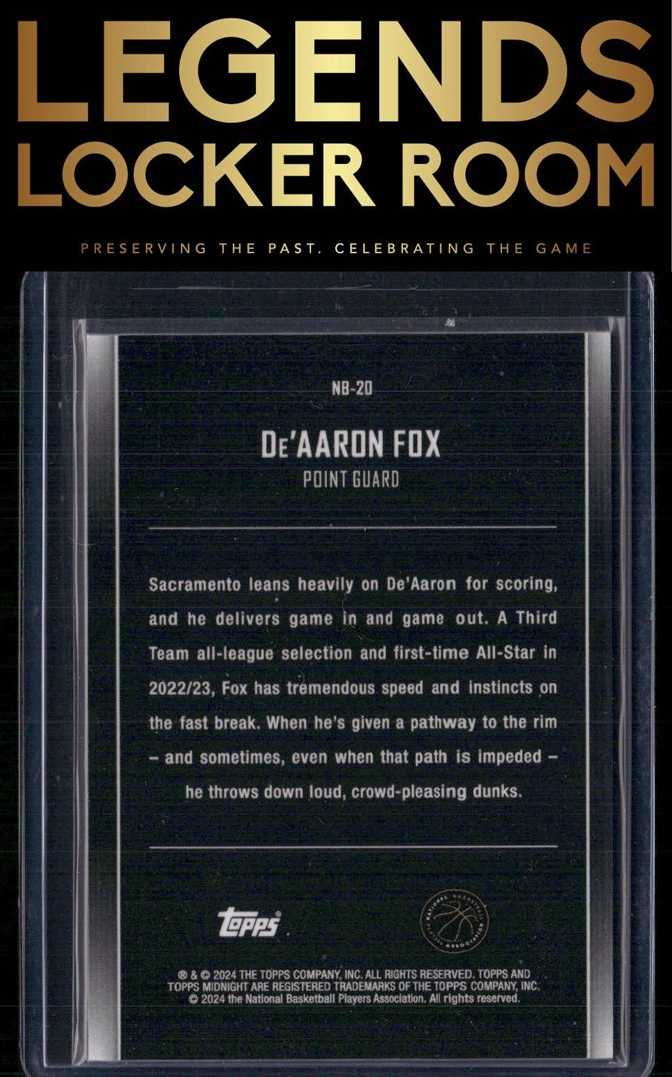 2023-24 Topps Midnight #NB-20 De'Aaron Fox Nightball