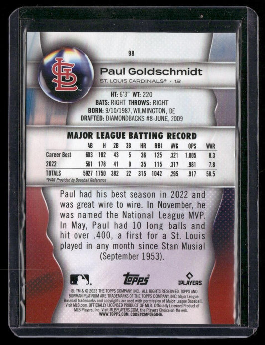 2023 Bowman Platinum #98 Paul Goldschmidt