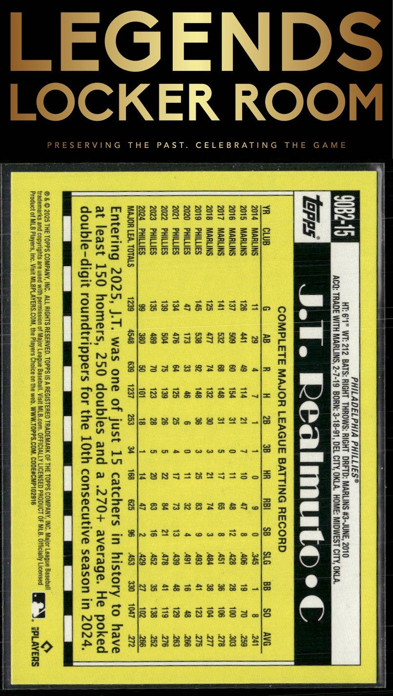 2025 Topps J.T. Realmuto 1990 Topps Baseball 35th Anniversary