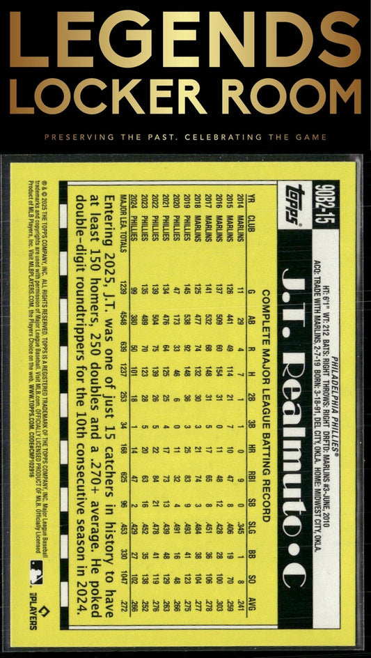2025 Topps J.T. Realmuto 1990 Topps Baseball 35th Anniversary