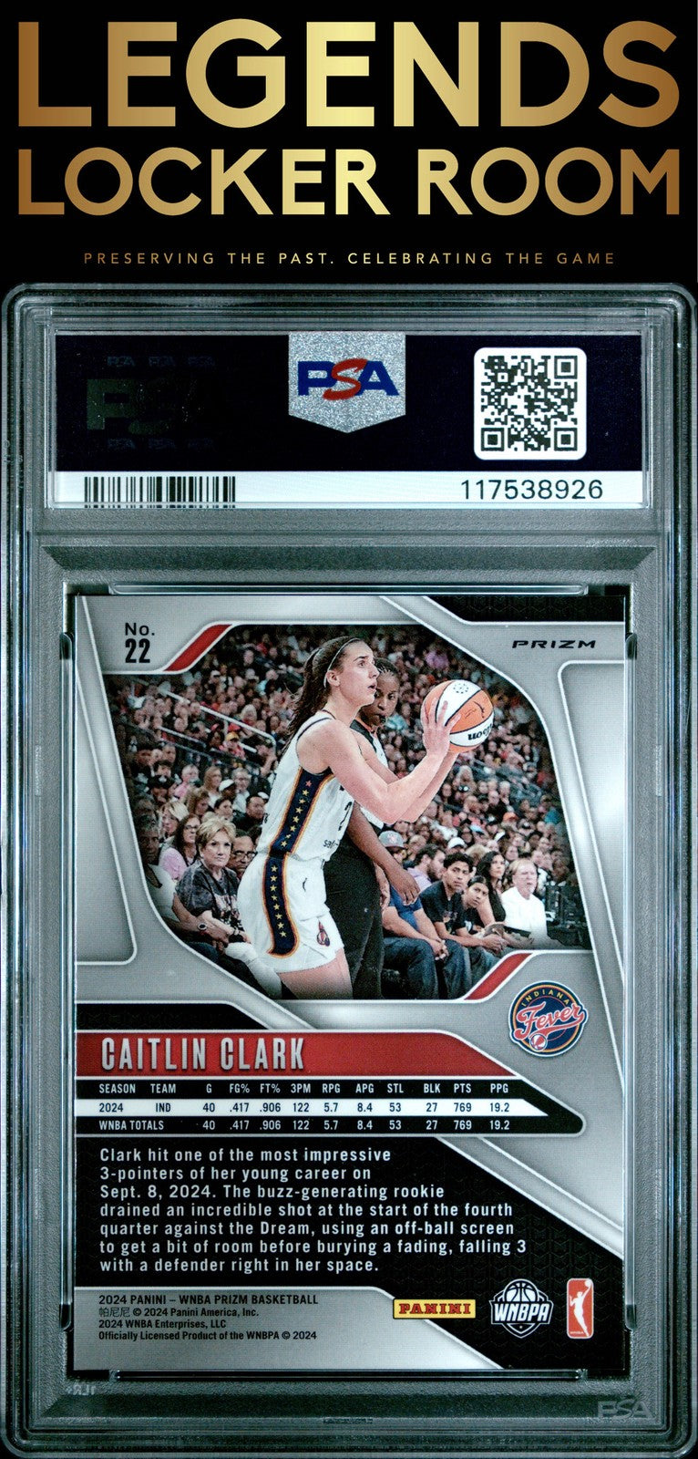 2024 Panini Prizm Wnba #22 Caitlin Clark Silver Prizm PSA 9