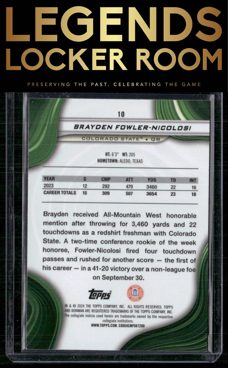 2024 Bowman University Best Brayden Fowler-Nicolosi Pink Lava Refractor #/100