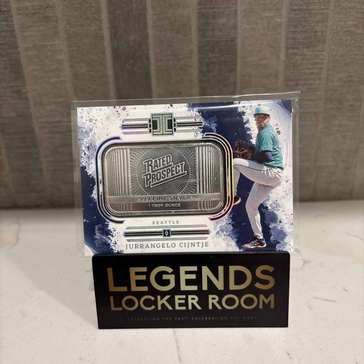 2025 Panini Impeccable Jurrangelo Cijntje Rated Prospect 1 Troy Ounce Silver Bar