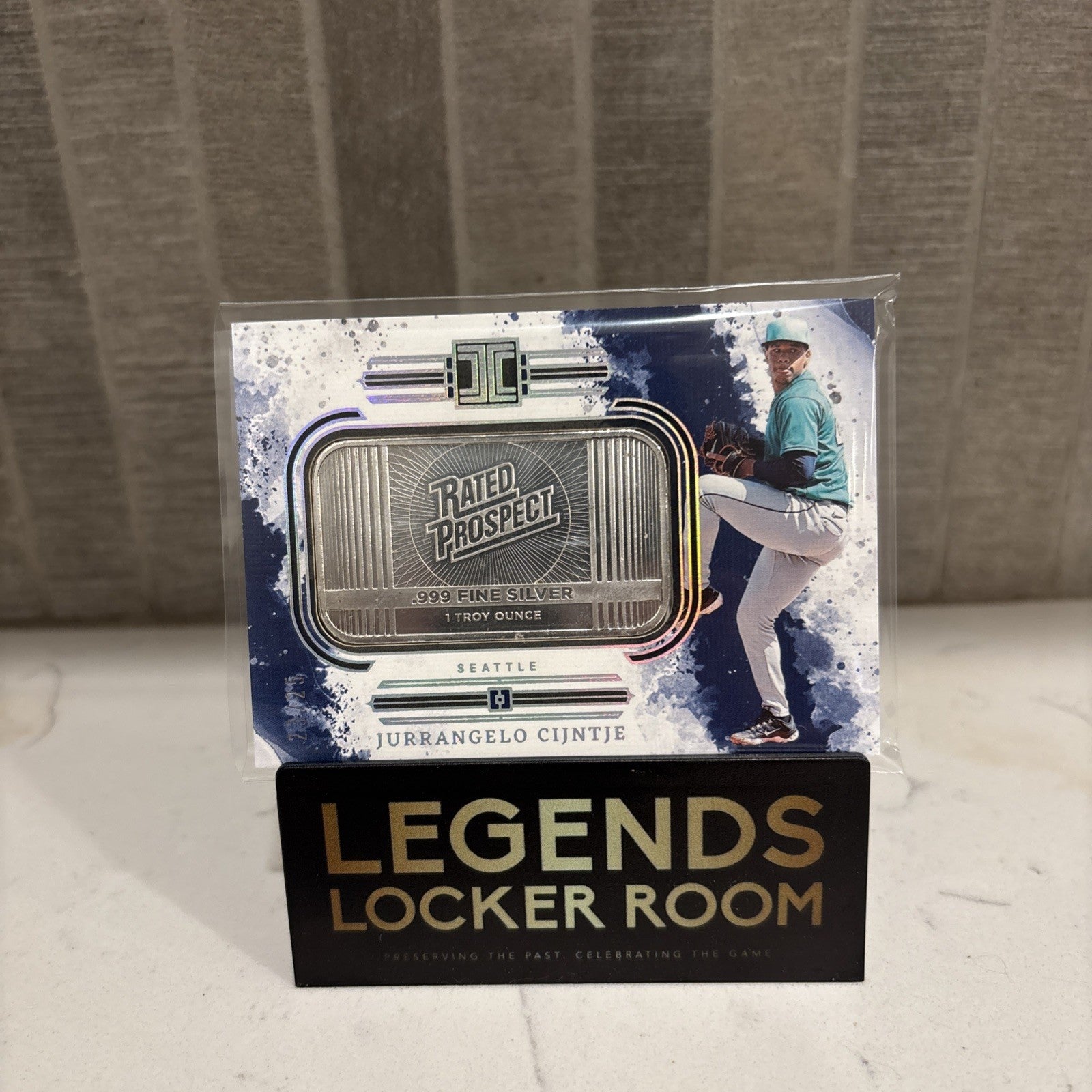 2025 Panini Impeccable Jurrangelo Cijntje Rated Prospect 1 Troy Ounce Silver Bar