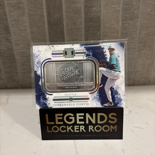 2025 Panini Impeccable Jurrangelo Cijntje Rated Prospect 1 Troy Ounce Silver Bar