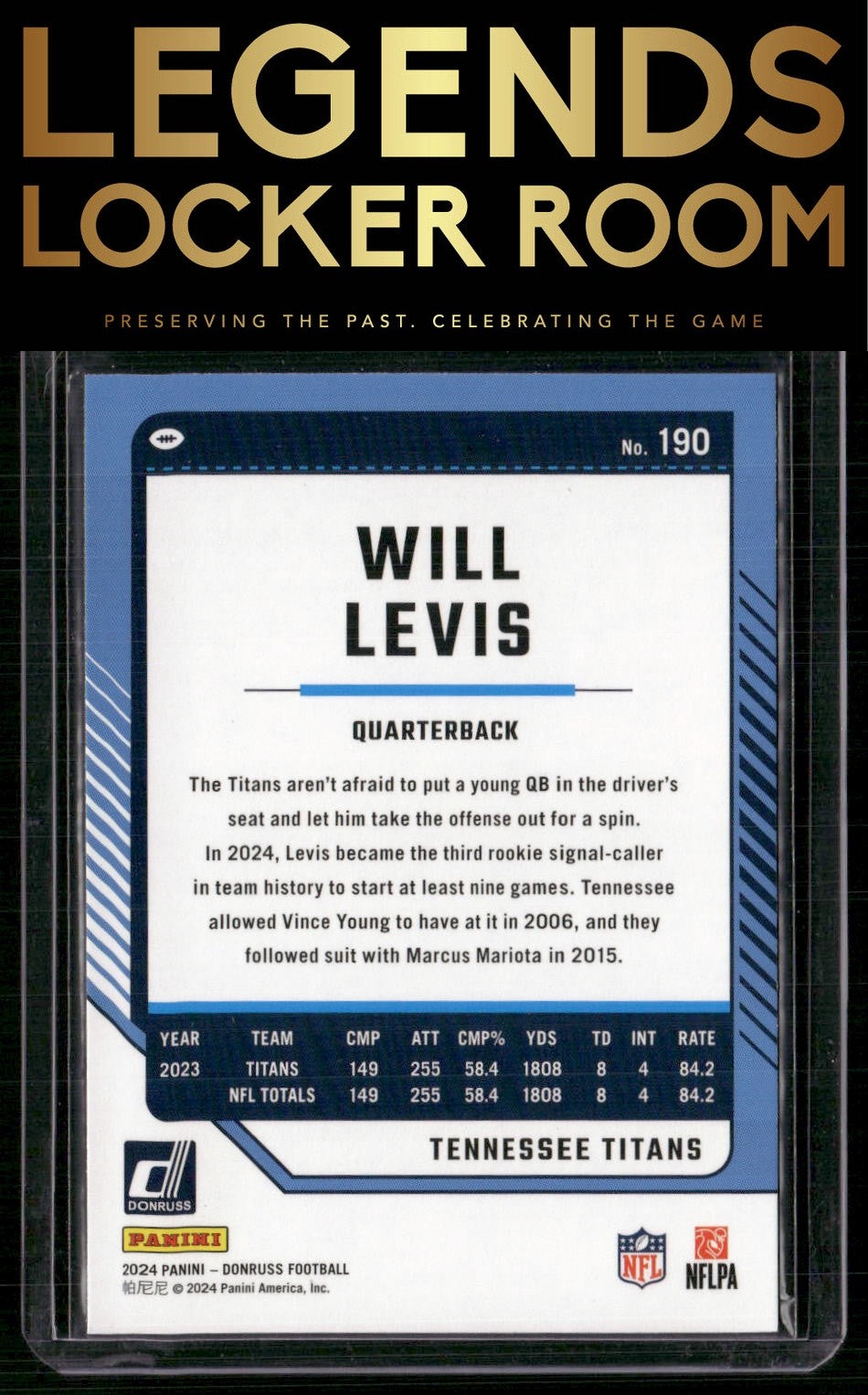 2024 Donruss #190 Will Levis Press Proof Red