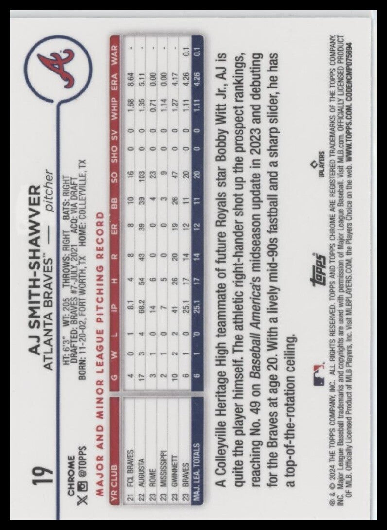 2024 Topps Chrome #19 AJ Smith-Shawver