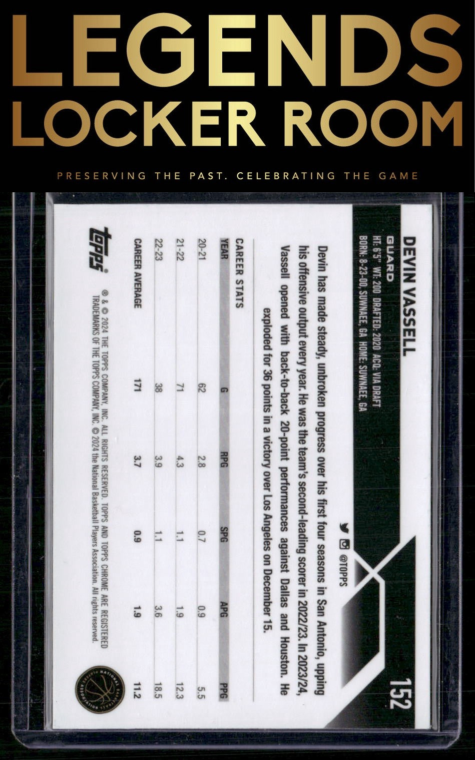 2023-24 Topps Chrome Sapphire Edition #152 Devin Vassell