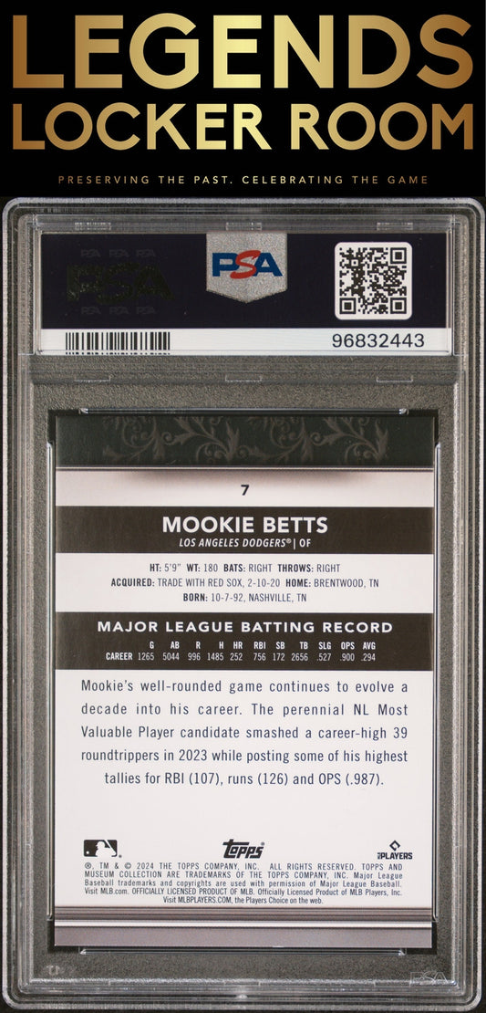 2024 Topps Museum Collection #7 Mookie Betts Gold PSA 8