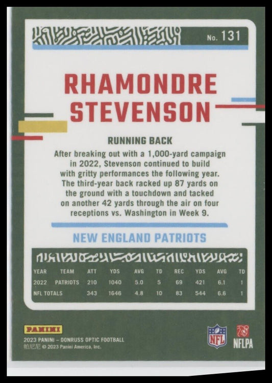 2023 Donruss Optic #131 Rhamondre Stevenson