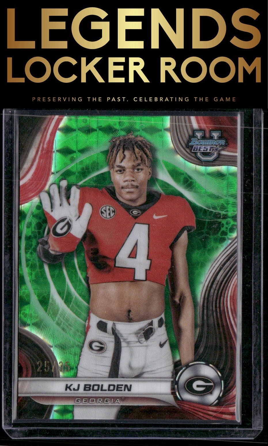 2024 Bowman University Best #18 KJ Bolden Lime Green Geometric Refractor #/35