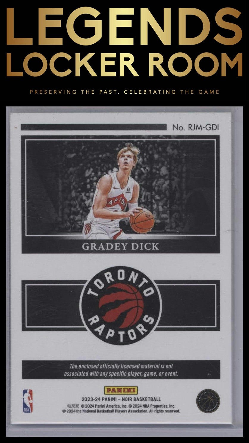 2023-24 Panini Noir #RJM-GDI Gradey Dick Rookie Jumbo Material #/99
