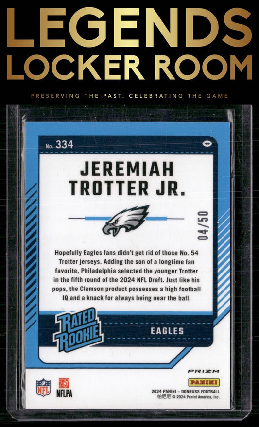 2024 Donruss #334 Jeremiah Trotter Jr. Optic Rated Rookies Preview Purple
