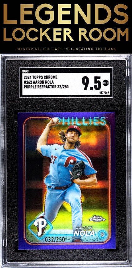 2024 Topps Chrome #262 Aaron Nola Purple Ref. SGC 9.5