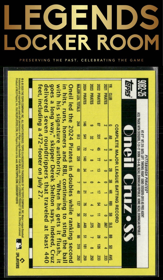 2025 Topps #90B2-25 Oneil Cruz 1990 Topps Baseball 35th Anniversary (Series Two)