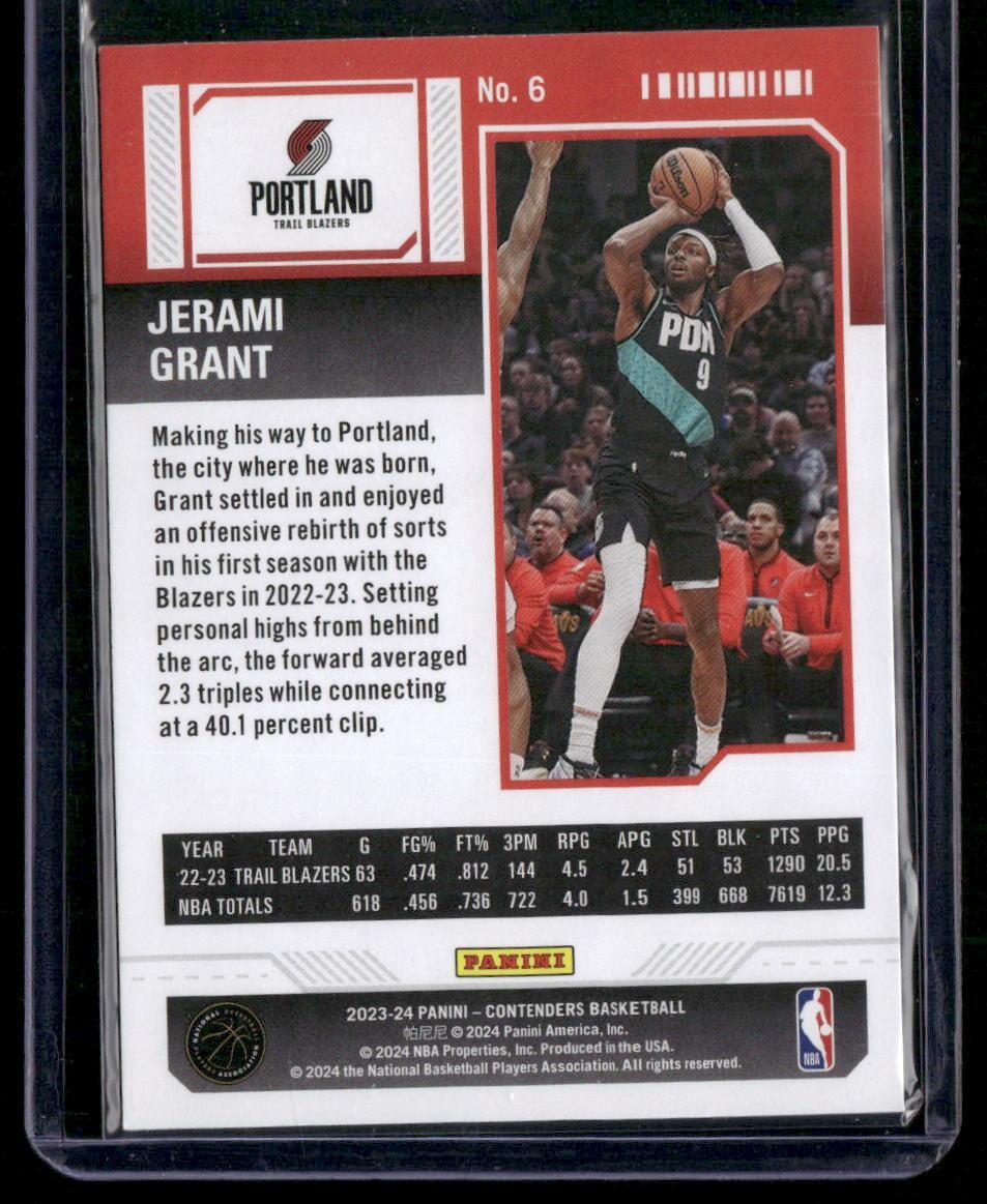 2023-24 Panini Contenders #6 Jerami Grant Game Ticket Red