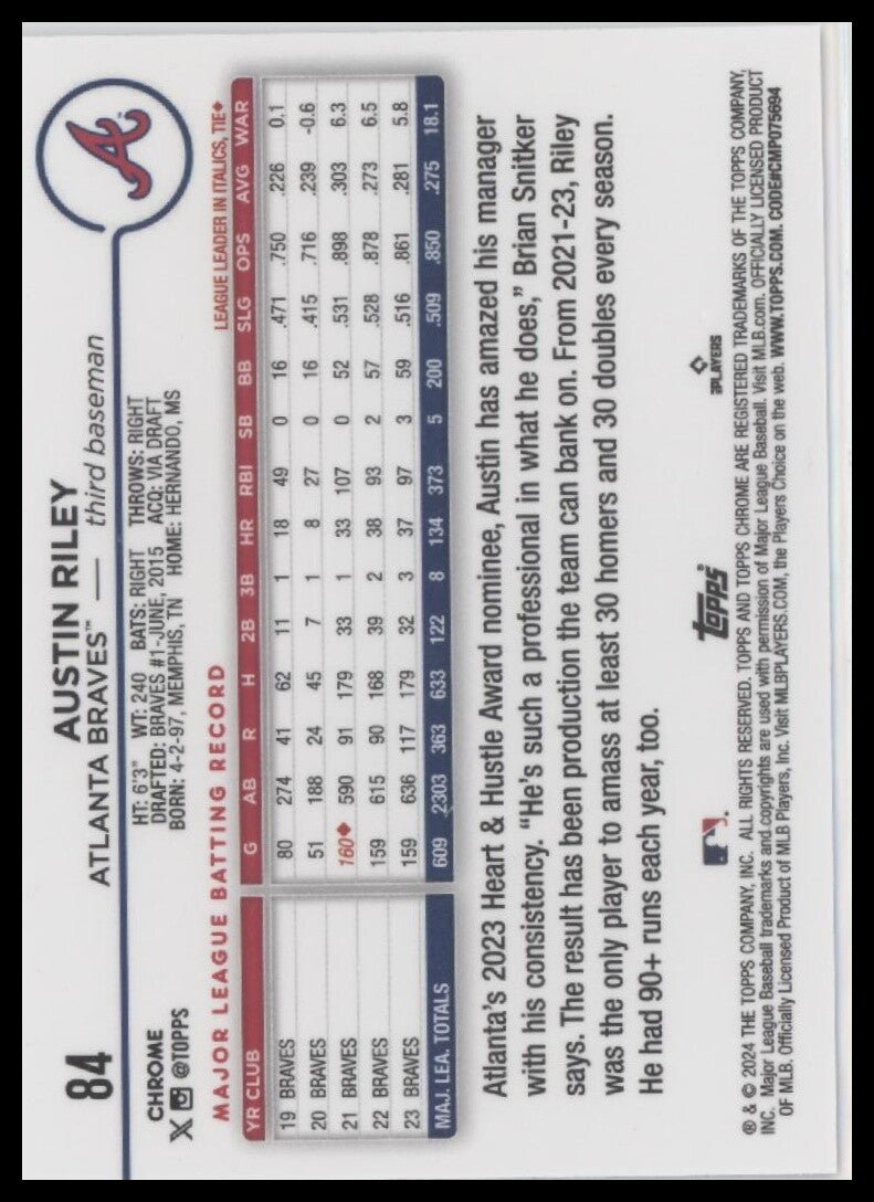 2024 Topps Chrome #84 Austin Riley
