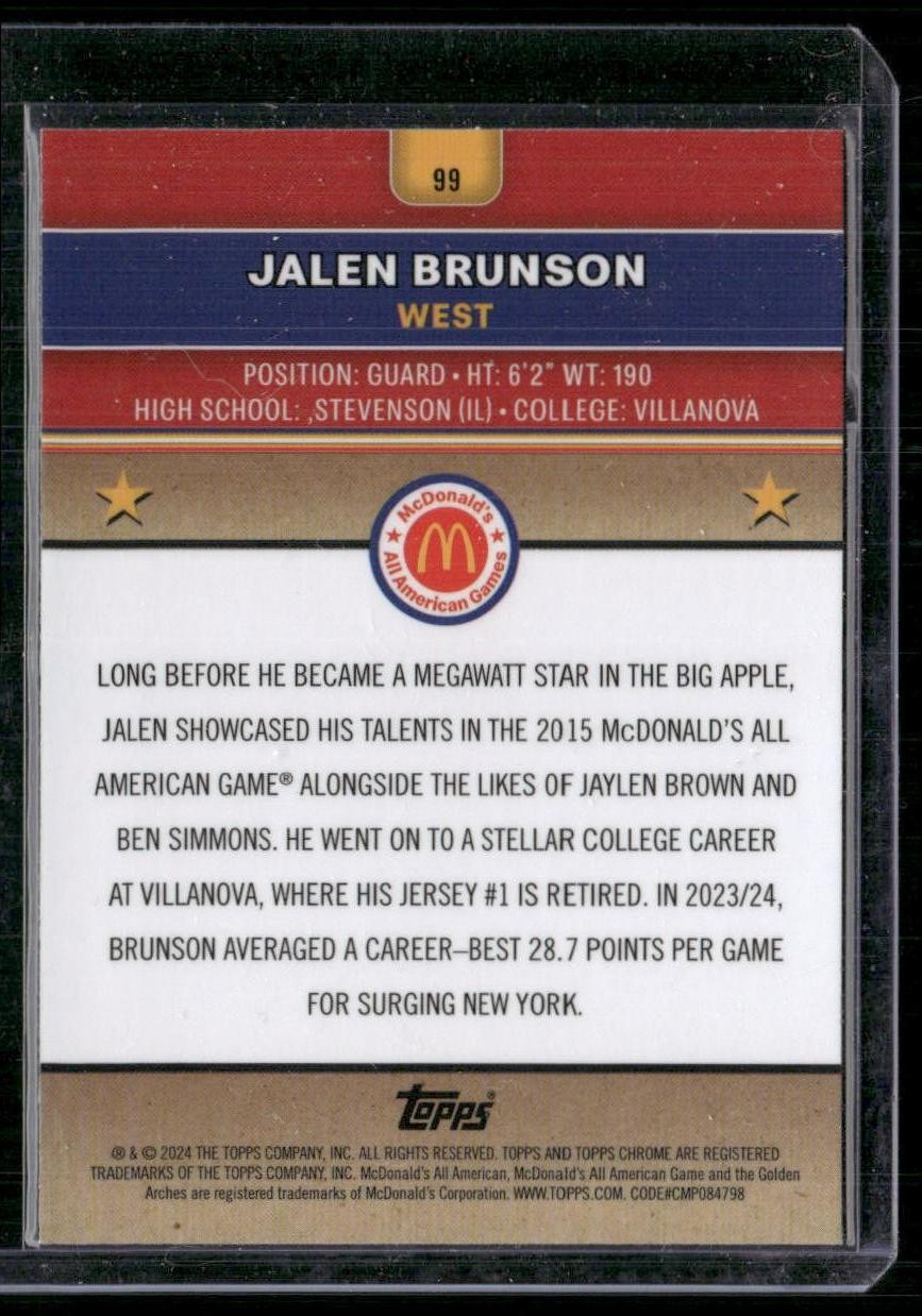 2024 Topps Chrome McDonald's All-American #99 Jalen Brunson