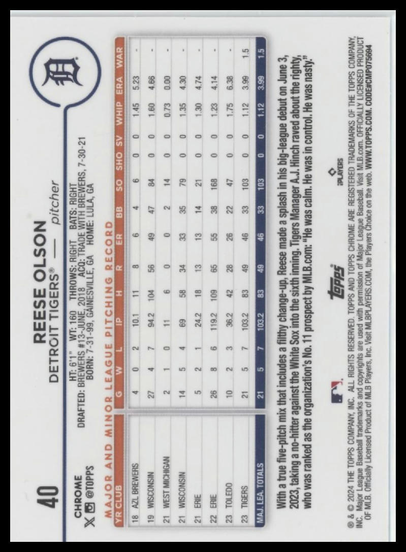2024 Topps Chrome #40 Reese Olson