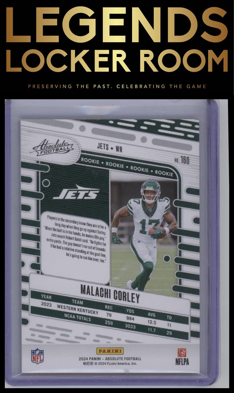 2024 Panini Absolute #160 Malachi Corley #/350