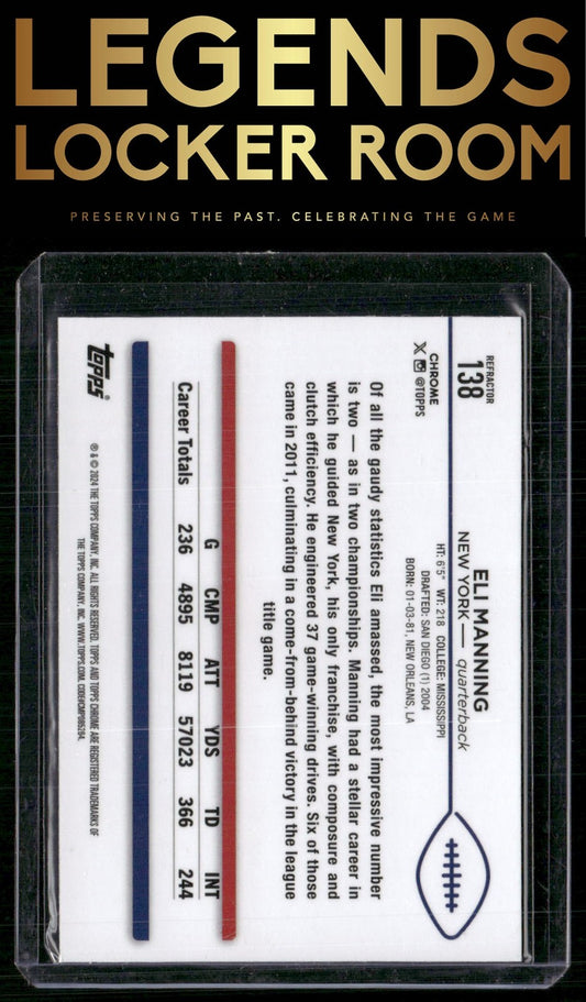 2024 Topps Chrome #138 Eli Manning Refractor