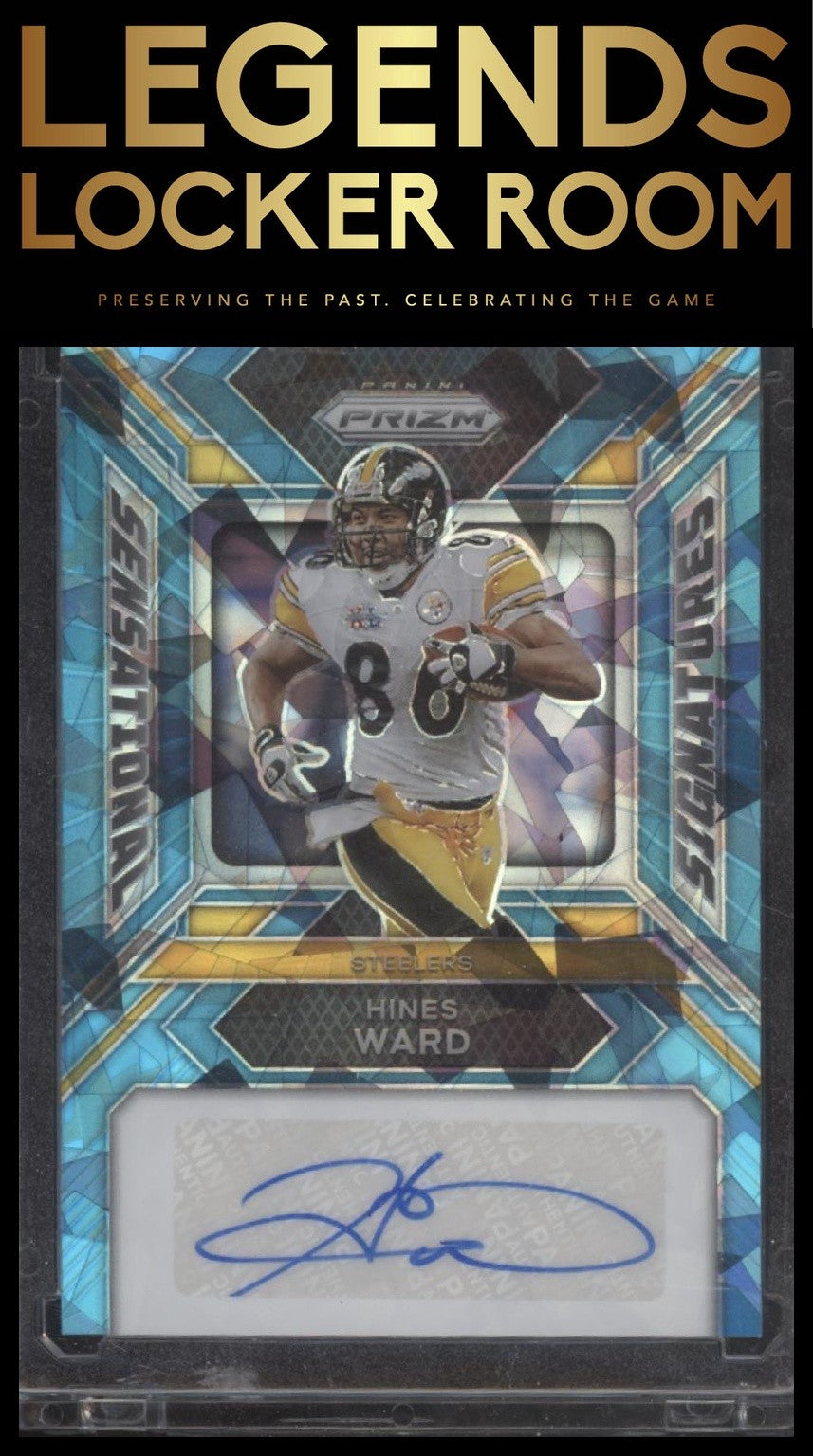 2023 Panini Prizm #SS-HW Hines Ward Sensational Signatures Prizm Blue Ice #/99