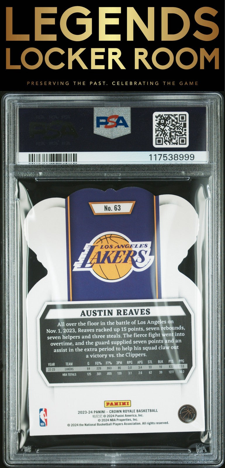 2023 Panini Crown Royale #63 Austin Reaves Crystal Pink PSA 8