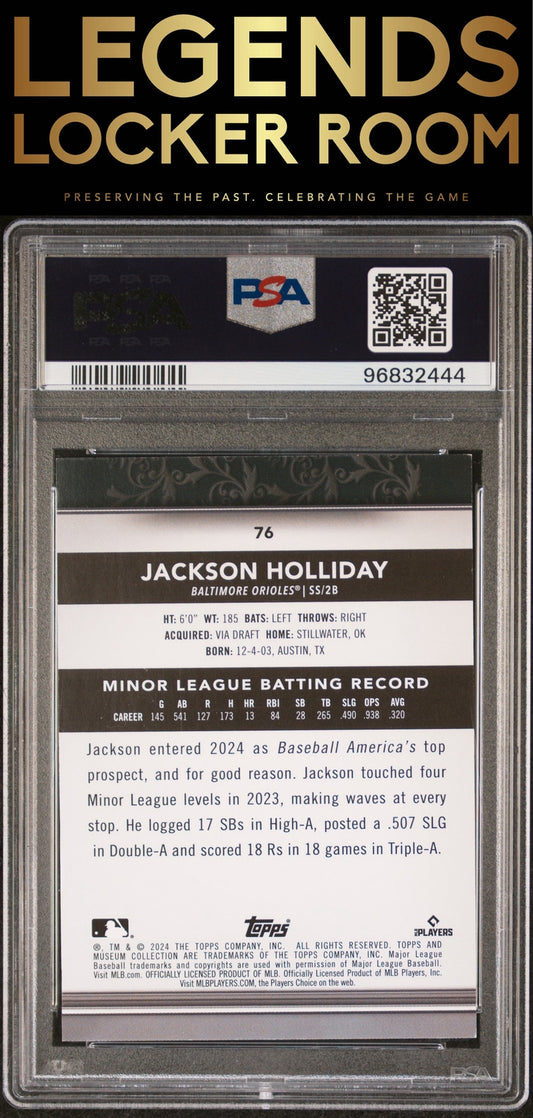2024 Topps Museum Collection #76 Jackson Holliday Copper PSA 8