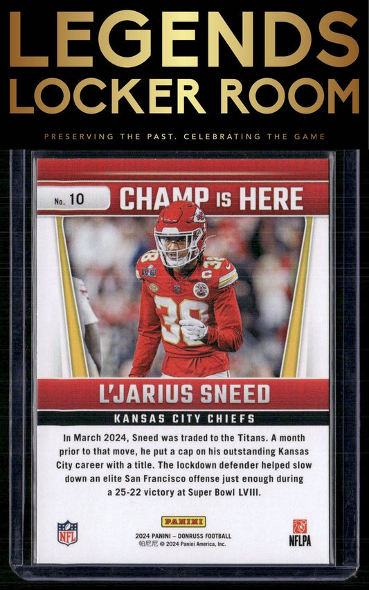 2024 Donruss #10 L'Jarius Sneed Champ is Here