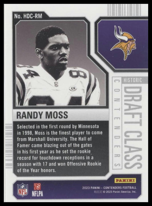 2023 Panini Contenders #HDC-RM Randy Moss Historic Draft Class Contenders