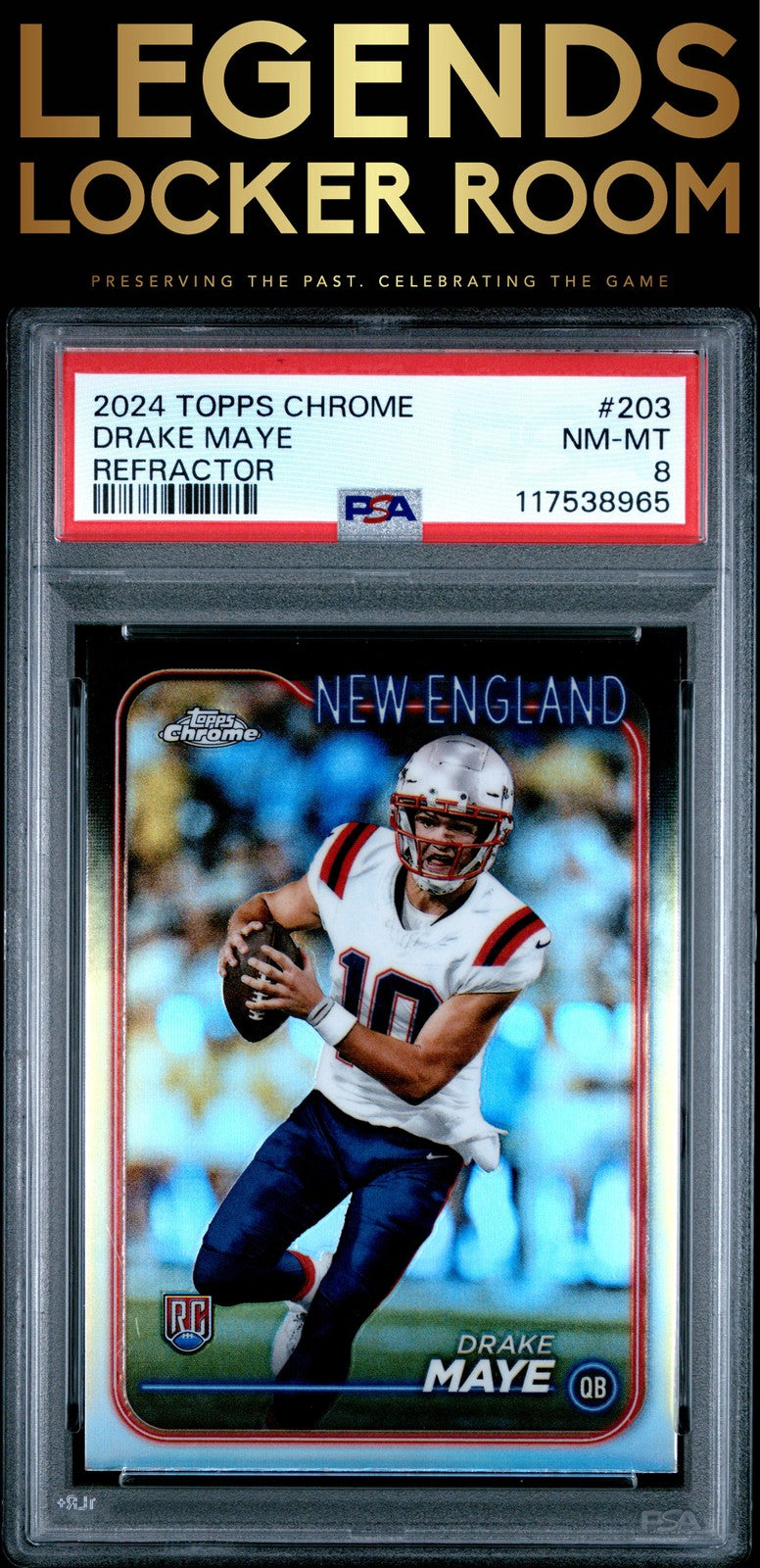 2024 Topps Chrome #203 Drake Maye Refractor PSA 8
