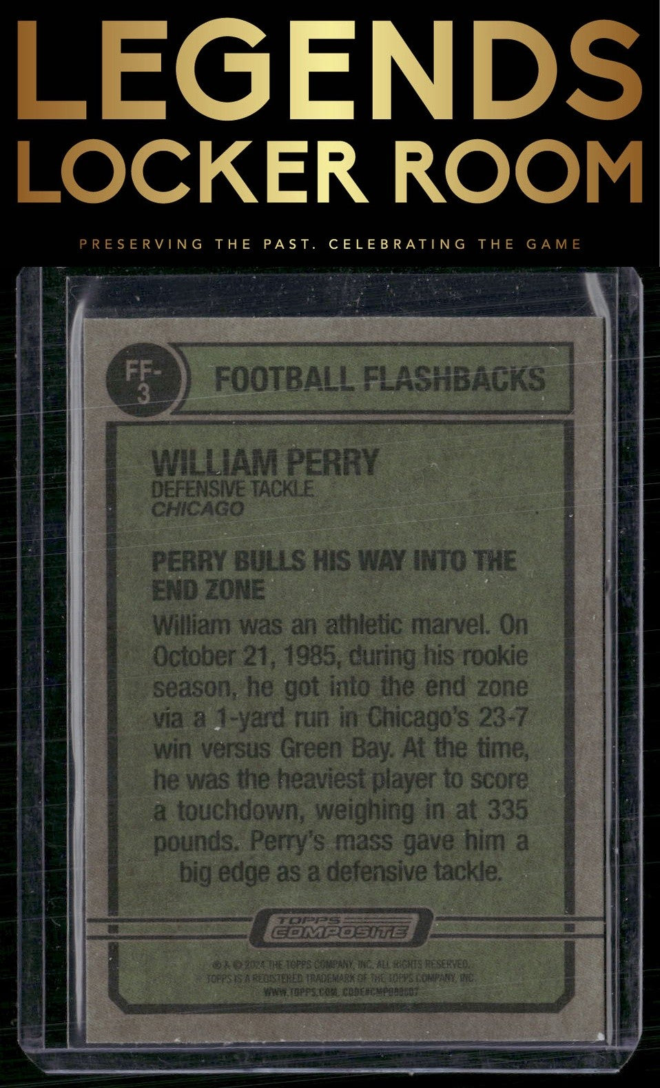 2023 Topps Composite #FF-3 William Perry Football Flashbacks