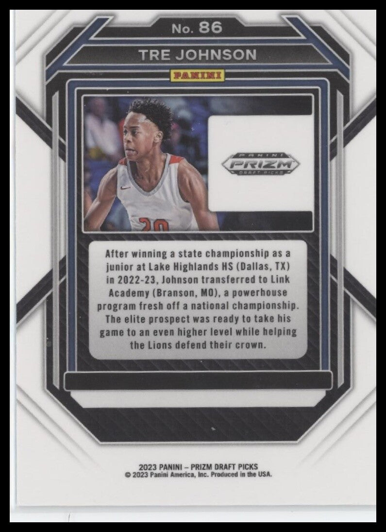 2023 Panini Prizm Draft Picks #86 Tre Johnson