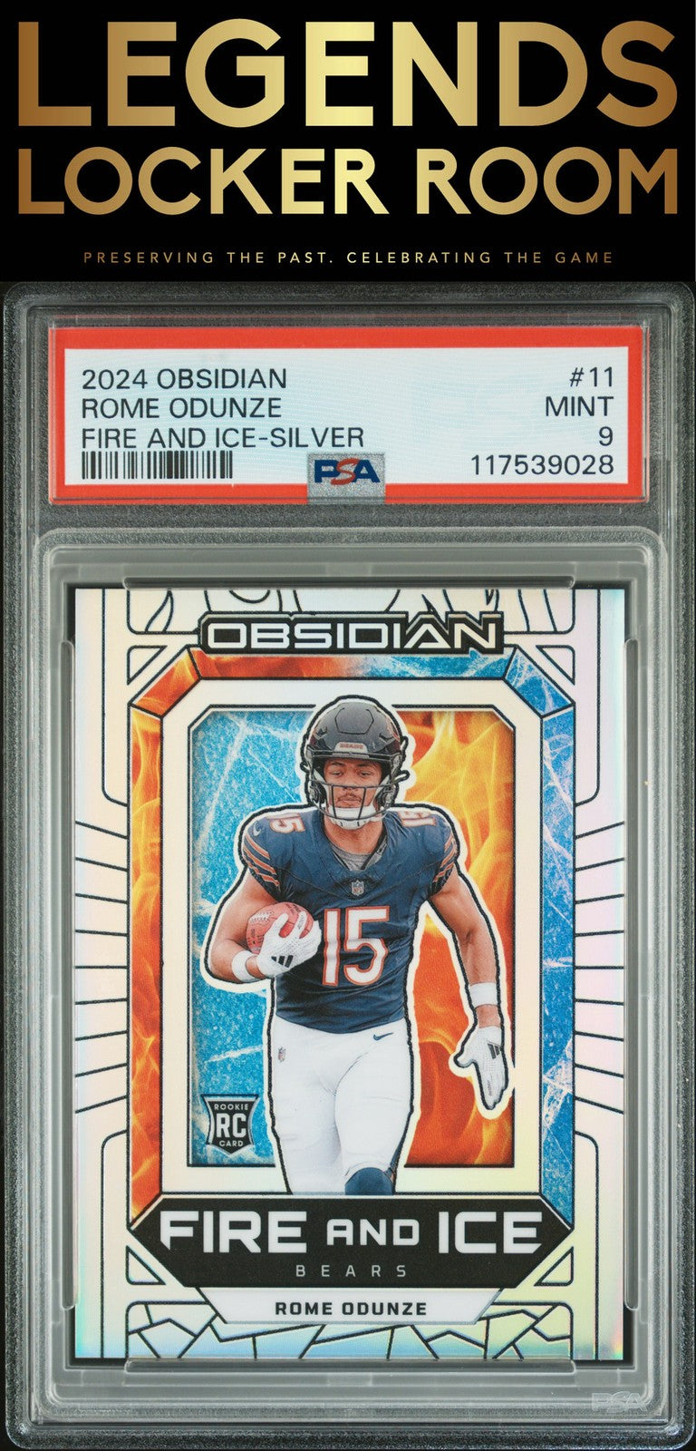 2024 Panini Obsidian Fire And Ice #11 Rome Odunze Fire And Ice-Silver PSA 9