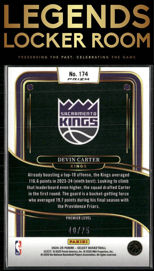 2024-25 Panini Select #174 Devin Carter Neon Green Prizm #/75